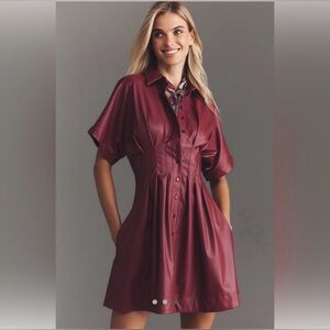 THE TOBIE FAUX LEATHER MINI SHIRT DRESS BY EXQUISE